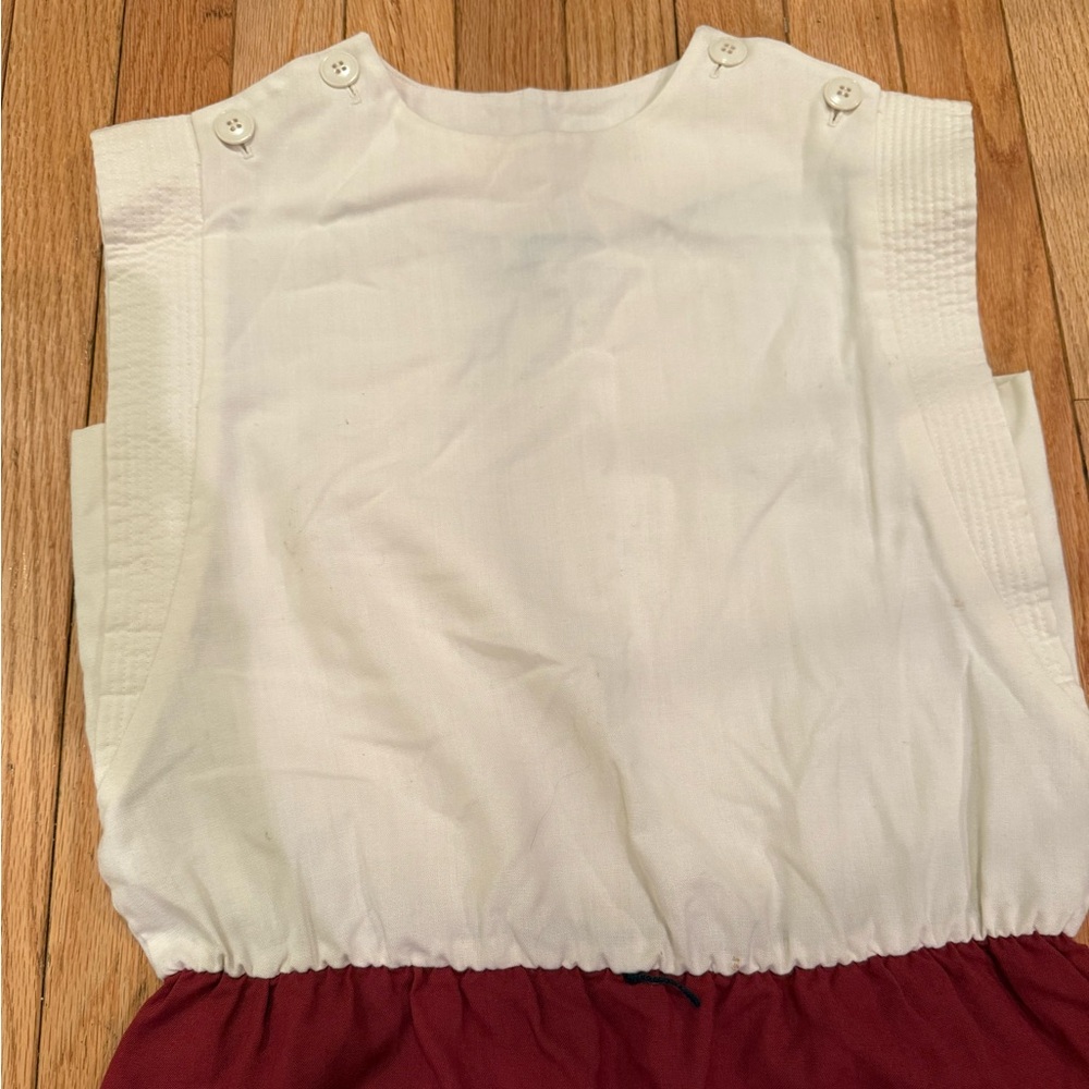 Vintage Rust and White Sleeveless Dress classic coastal clean girl